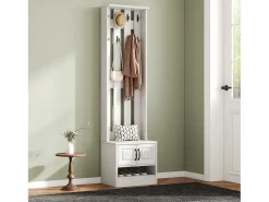 Sapateira/armário com 2 portas + painel traseiro com 8 ganchos - 50 x 36 x 190 cm - aglomerado - branco