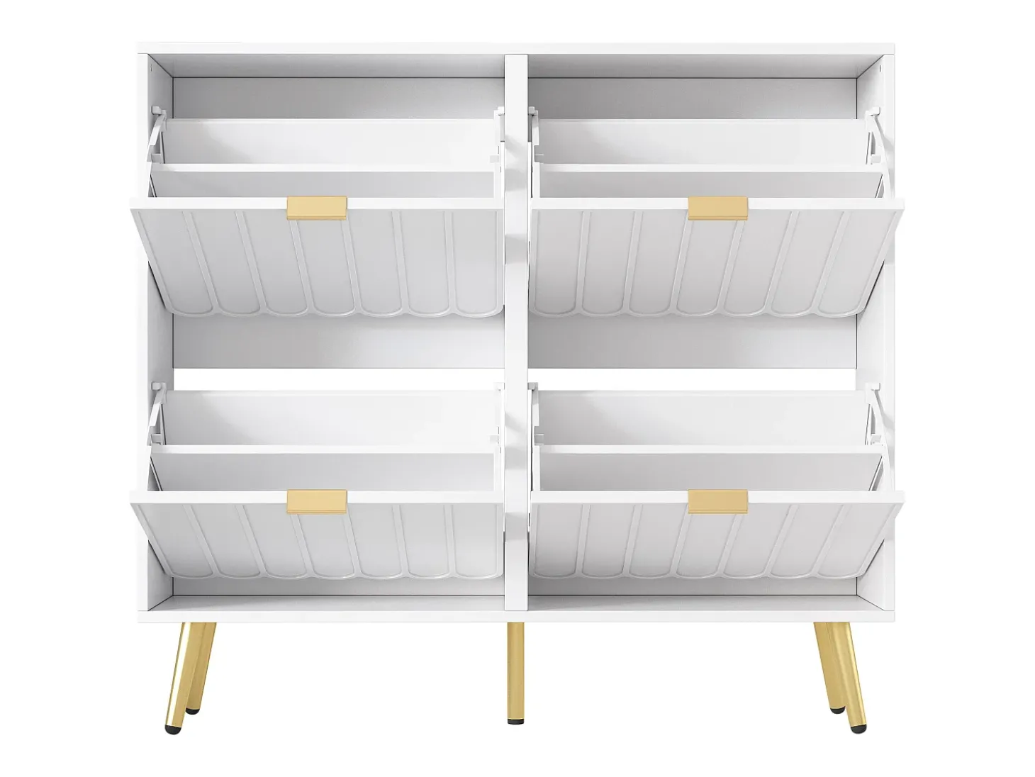 Sapateiro 100x24x91,25cm - con 4 portas de abrir - prateleira de 8 níveis - puxador de metal - Branco