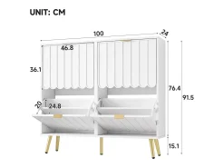 Sapateiro 100x24x91,25cm - con 4 portas de abrir - prateleira de 8 níveis - puxador de metal - Branco