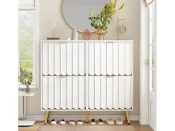 Sapateiro 100x24x91,25cm - con 4 portas de abrir - prateleira de 8 níveis - puxador de metal - Branco