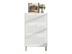 Sapateiro 73x25x125cm - con 3 portas de abrir - prateleira de 6 níveis - Branco