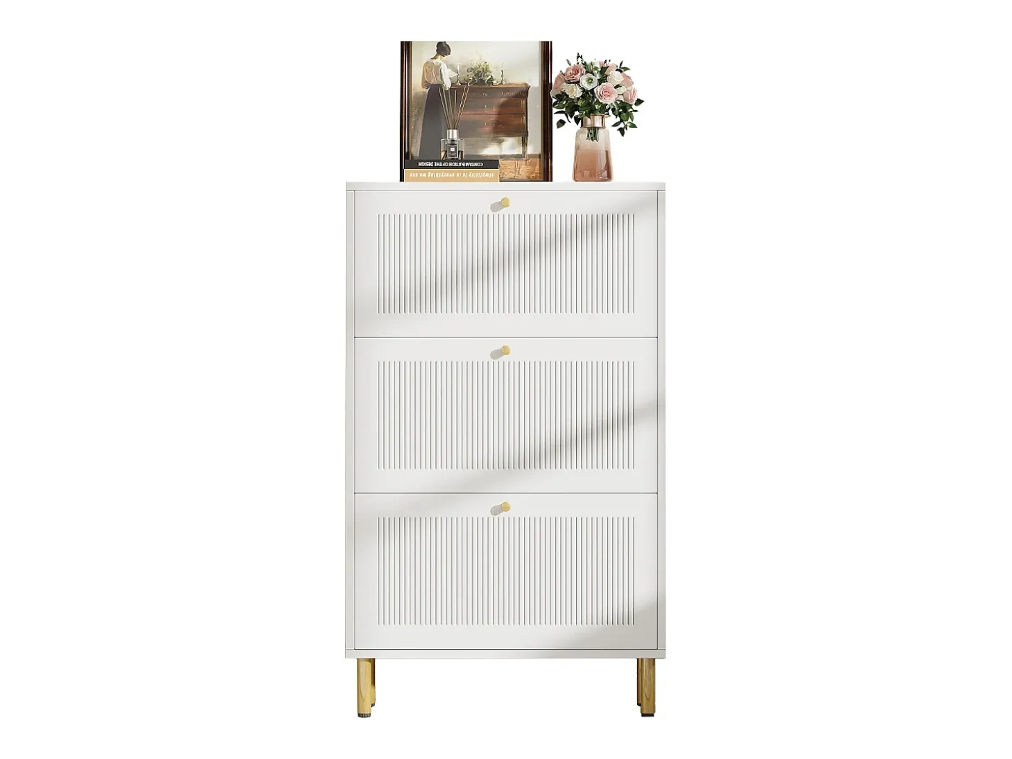 Sapateiro 73x25x125cm - con 3 portas de abrir - prateleira de 6 níveis - Branco