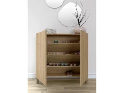 Sapateiro/Móvel organização - H90cm x L90cm x P27cm carvalho dourado pernas moca - Copenhague