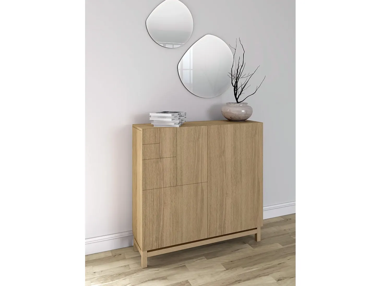 Sapateiro/Móvel organização - H90cm x L90cm x P27cm carvalho dourado - Copenhague