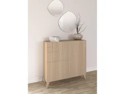 Sapateiro/Móvel organização - H87cm x L90cm x P27cm nogueira clara - Bergen