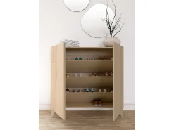 Sapateiro/Móvel organização - H87cm x L90cm x P27cm nogueira clara - Bergen