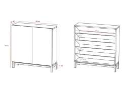 Sapateiro/Móvel organização - H90cm x L90cm x P27cm chêne portas impression serrado - Hanko