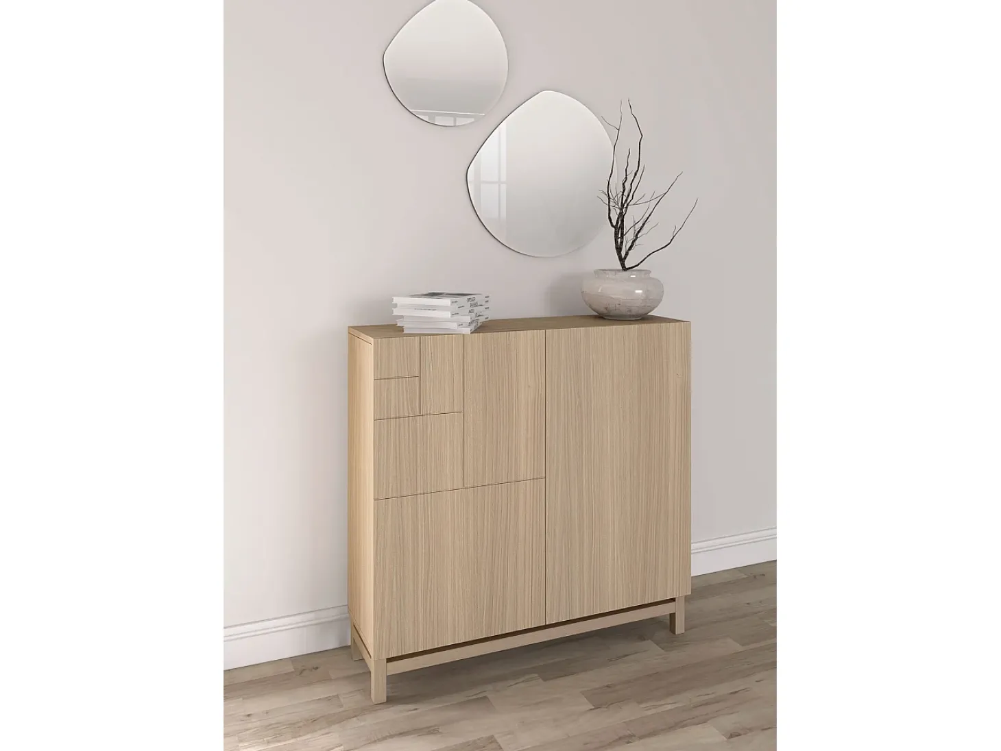 Sapateiro/Móvel organização - H90cm x L90cm x P27cm nogueira clara - Copenhague