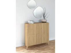 Sapateiro/Móvel organização - H87cm x L90cm x P27cm chêne dore – Bergen