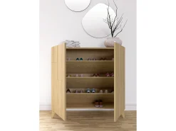 Sapateiro/Móvel organização - H87cm x L90cm x P27cm chêne dore – Bergen