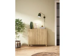 Sapateiro/Móvel organização - H87cm x L90cm x P27cm chêne dore – Bergen