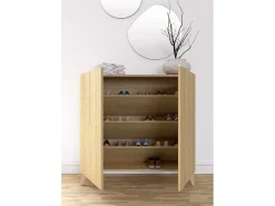 Sapateiro/Móvel organização - H87cm x L90cm x P27cm chêne dore – Bergen