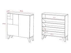 Sapateiro/Móvel organização - H87cm x L90cm x P27cm chêne dore pernas moca – Bergen