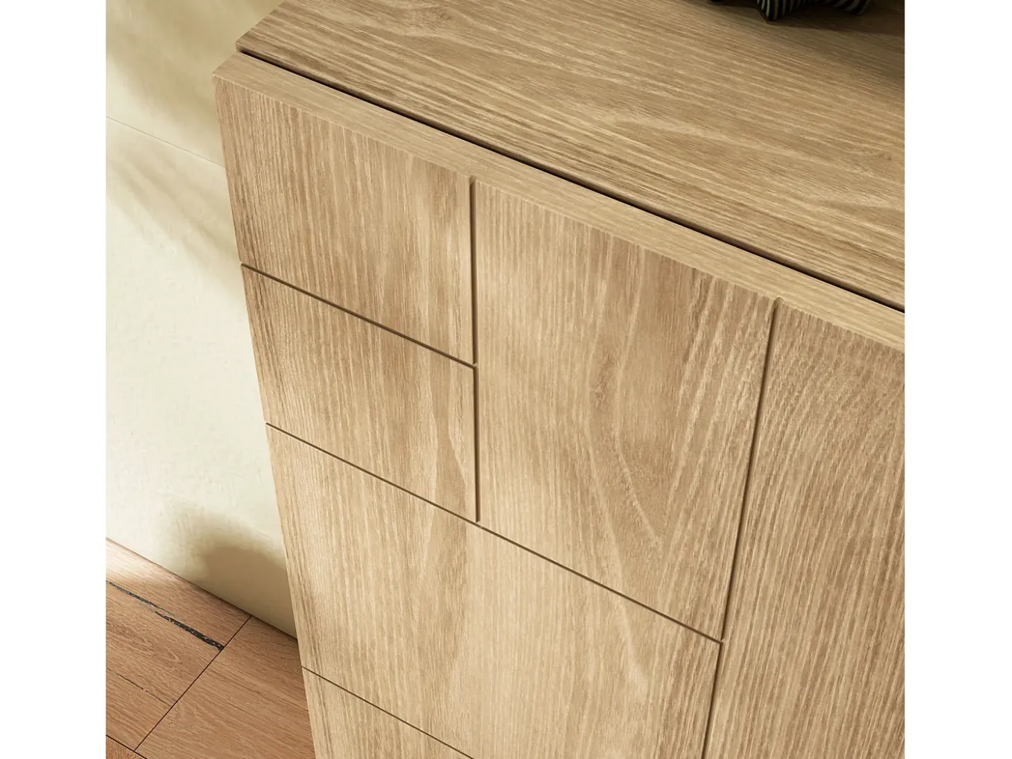 Sapateiro/Móvel organização - H87cm x L90cm x P27cm chêne dore pernas moca – Bergen
