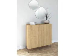 Sapateiro/Móvel organização - H87cm x L90cm x P27cm chêne dore pernas moca – Bergen