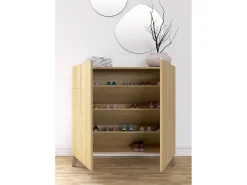 Sapateiro/Móvel organização - H87cm x L90cm x P27cm chêne dore pernas moca – Bergen