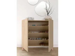Sapateiro/Móvel organização - H87cm x L90cm x P27cm nogueira clara pernas rose - Bergen