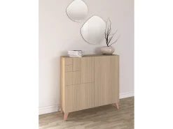 Sapateiro/Móvel organização - H87cm x L90cm x P27cm nogueira clara pernas rose - Bergen