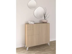 Sapateiro/Móvel organização - H87cm x L90cm x P27cm nogueira clara pernas branco - Bergen