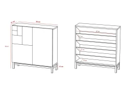 Sapateiro/Móvel organização - H90cm x L90cm x P27cm nogueira clara pernas moca - Copenhague