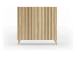 Sapateiro/Móvel organização - H87cm x L90cm x P27cm chêne portas impression serrado - Sunne
