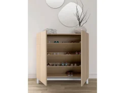 Sapateiro/Móvel organização - H90cm x L90cm x P27cm nogueira clara pernas branco - Copenhague