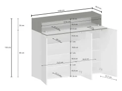 ScarpIera Dcanestrell, Suporte para sapatos com economia de espaço com 4 portas, Armário de entrada multifuncional, 114x38h100 cm, Branco e Ardósia