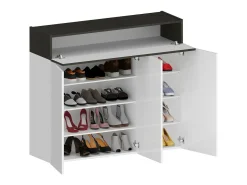 ScarpIera Dcanestrell, Suporte para sapatos com economia de espaço com 4 portas, Armário de entrada multifuncional, 114x38h100 cm, Branco e Ardósia