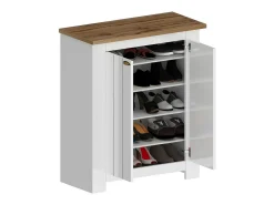 Scarpiera Dcittadin, Porta scarPe economizador de espaço com 2 portas, armário de entrada multifuncional, 84x42h100 cm, branco e carvalho