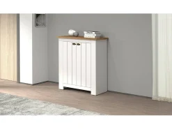 Scarpiera Dcittadin, Porta scarPe economizador de espaço com 2 portas, armário de entrada multifuncional, 84x42h100 cm, branco e carvalho