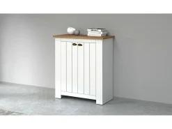 Scarpiera Dcittadin, Porta scarPe economizador de espaço com 2 portas, armário de entrada multifuncional, 84x42h100 cm, branco e carvalho