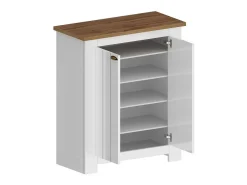 Scarpiera Dcittadin, Porta scarPe economizador de espaço com 2 portas, armário de entrada multifuncional, 84x42h100 cm, branco e carvalho