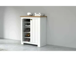 Scarpiera Dcittadin, Porta scarPe economizador de espaço com 2 portas, armário de entrada multifuncional, 84x42h100 cm, branco e carvalho