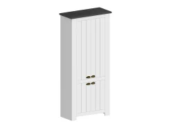 ScHarpeira Dcicerell, Suporte para sapatos com economia de espaço com 4 portas, Armário de entrada multifuncional, 84x42h200 cm, Branco e Ardósia