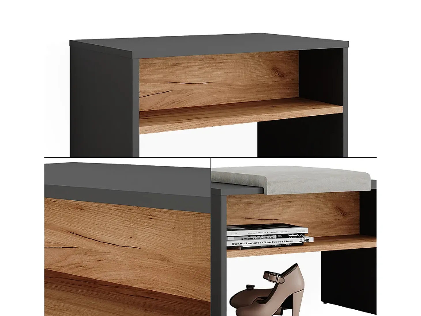 Schuhbank carvalho antracite/goldkraft 60x40x60 orlando
