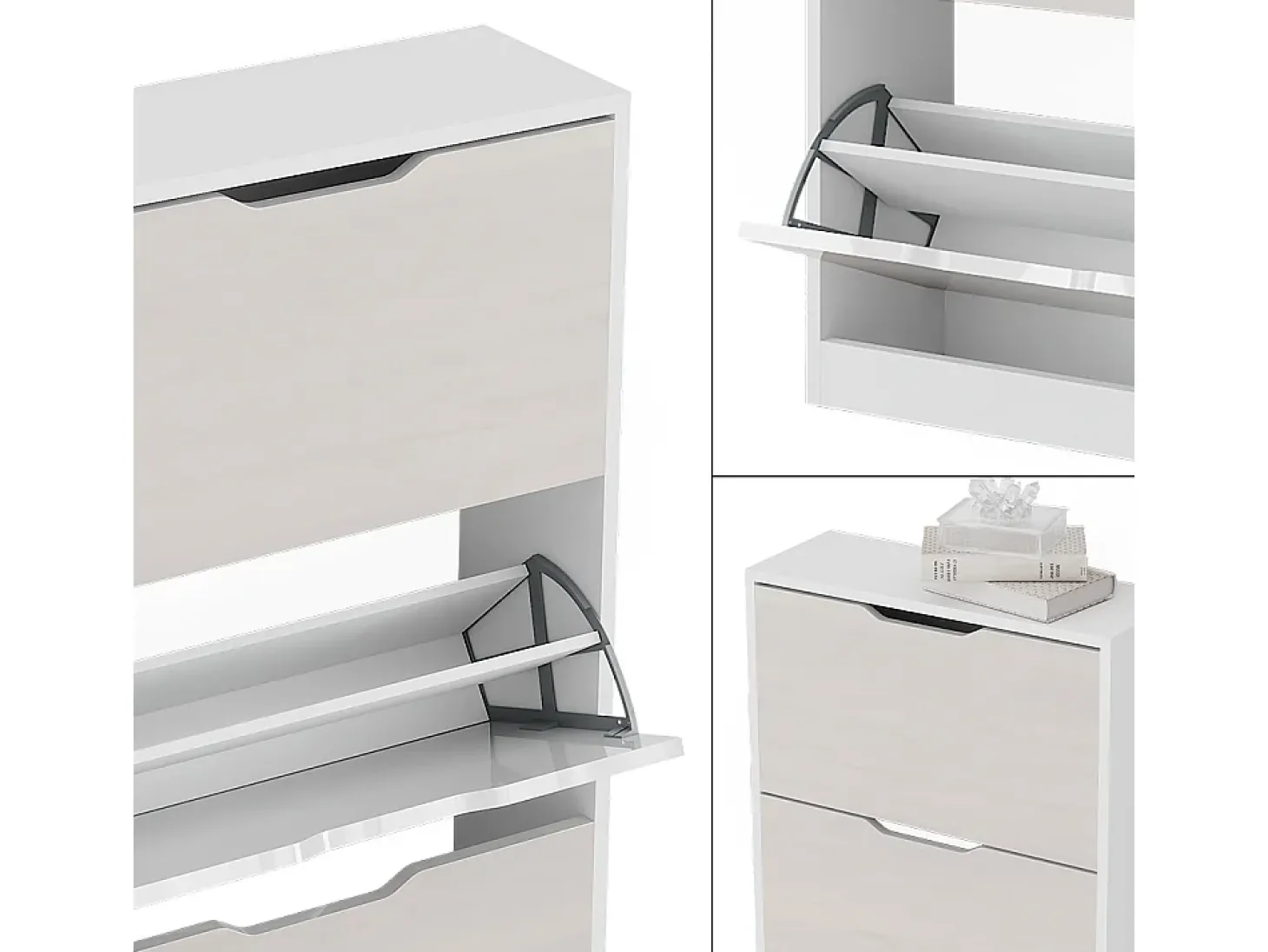 Schuhkipper branco/branco brilhante 59x22x137 luca