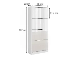 Schuhkipper branco/branco brilhante 59x22x137 luca