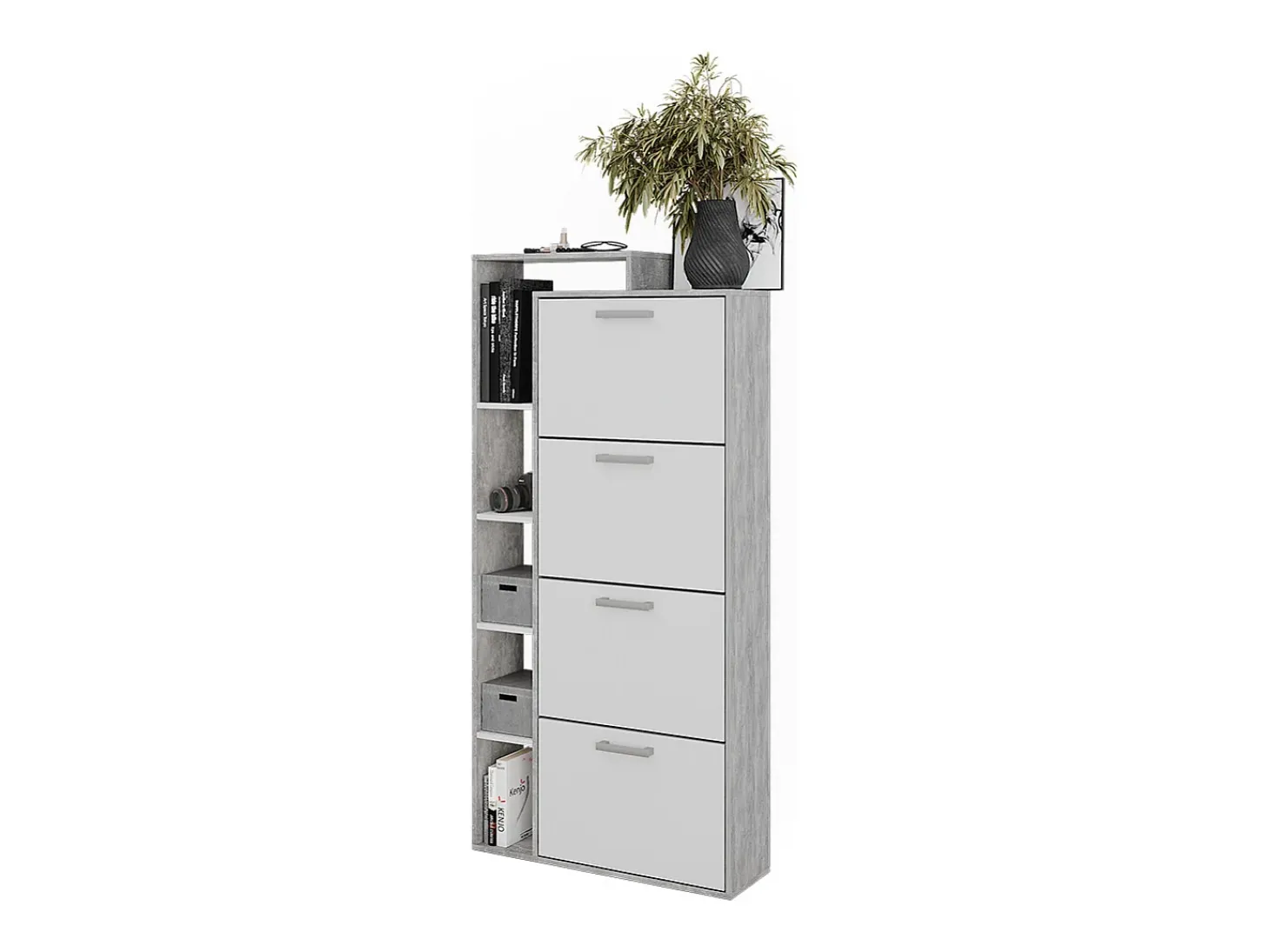 Schuhkipper branco/concreto 80x24.2x166.1 orlando