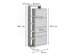 Schuhkipper branco/concreto 80x24.2x166.1 orlando