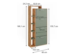 Schuhkipper carvalho/verde goldkraft 80x24.2x166.1 orlando