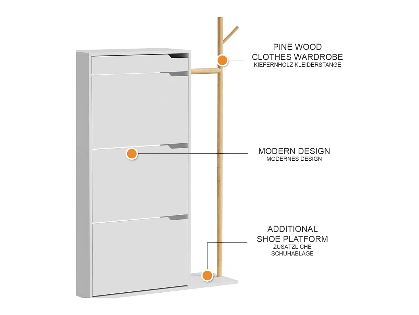Schuhschrank branco 90x30x181.5 ivo