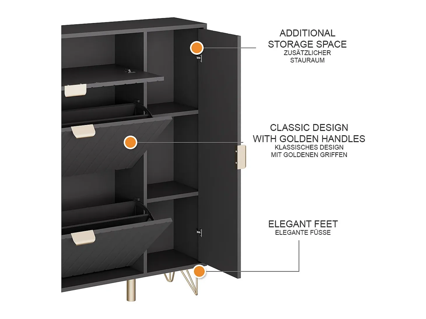 Schuhschrank preto 108x23.5x107.5 helge