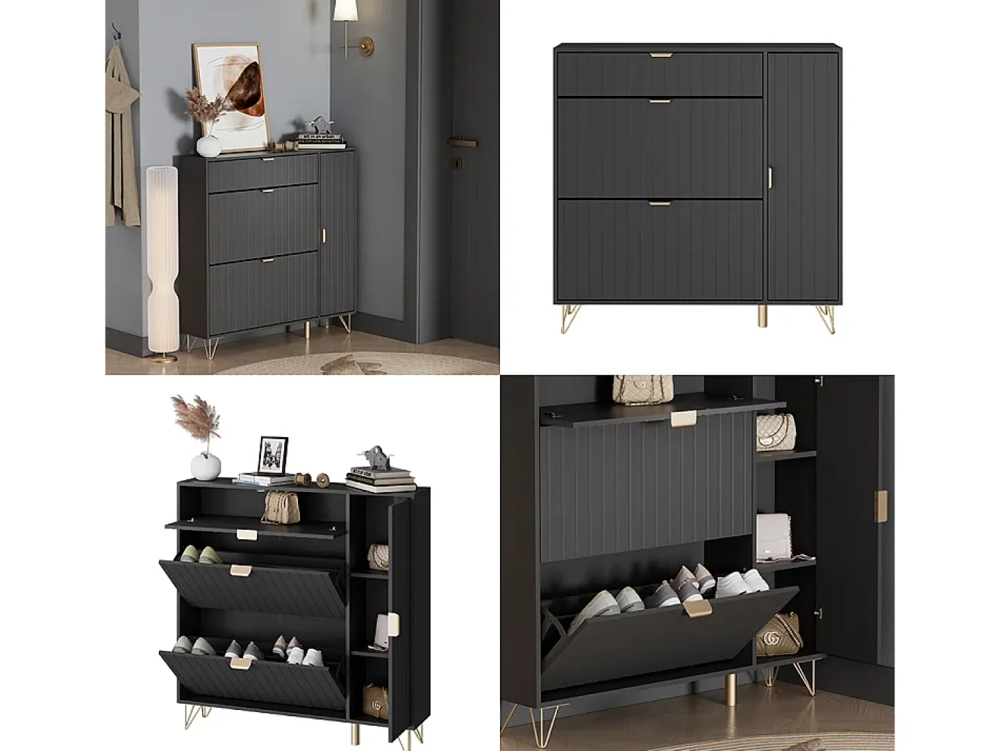 Schuhschrank preto 108x23.5x107.5 helge