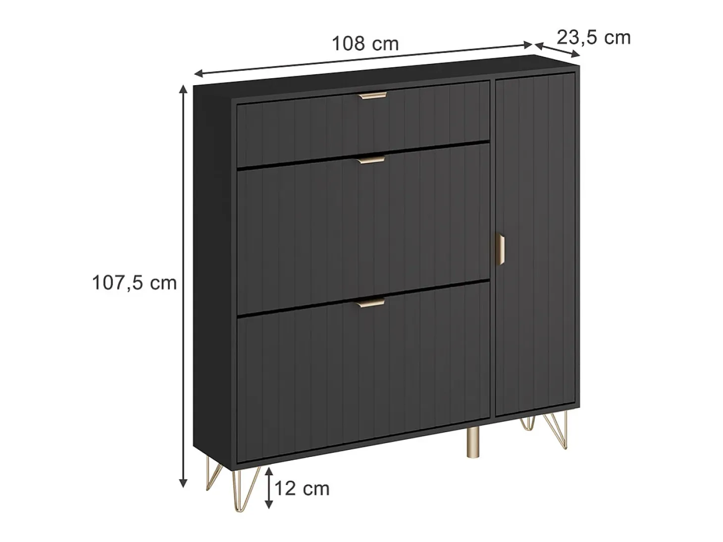 Schuhschrank preto 108x23.5x107.5 helge