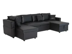 SCOTT Sofá-cama panorâmico de 4 lugares em preto