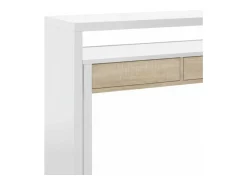 Secretária Billings, Secretária com tampo extensível, Secretária para PC com 2 gavetas, 99x36h88 cm, Branco e Carvalho