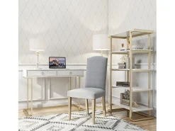 Secretária com 2 gavetas em MDF cinzento