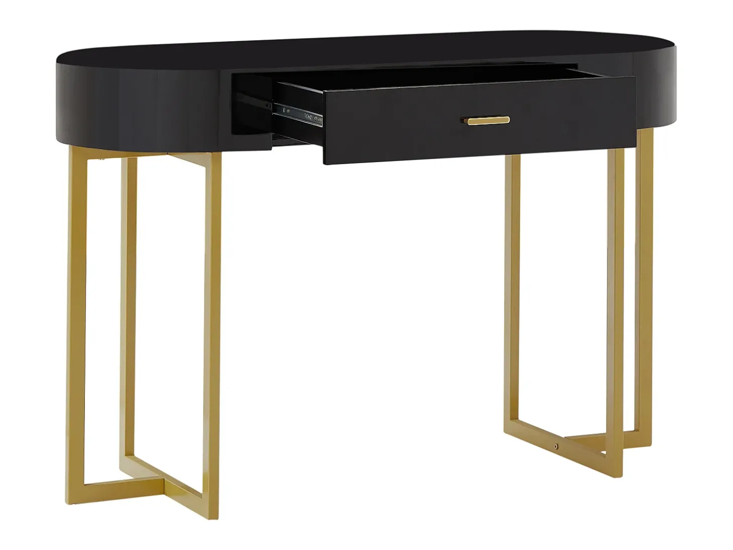 Secretária consola 1 gaveta MDF lacado e metal preto e dourado TORELI Pascal Morabito