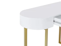 Secretária consola com 1 gaveta em MDF lacado e metal, branco e dourado – TORELI II de Pascal Morabito