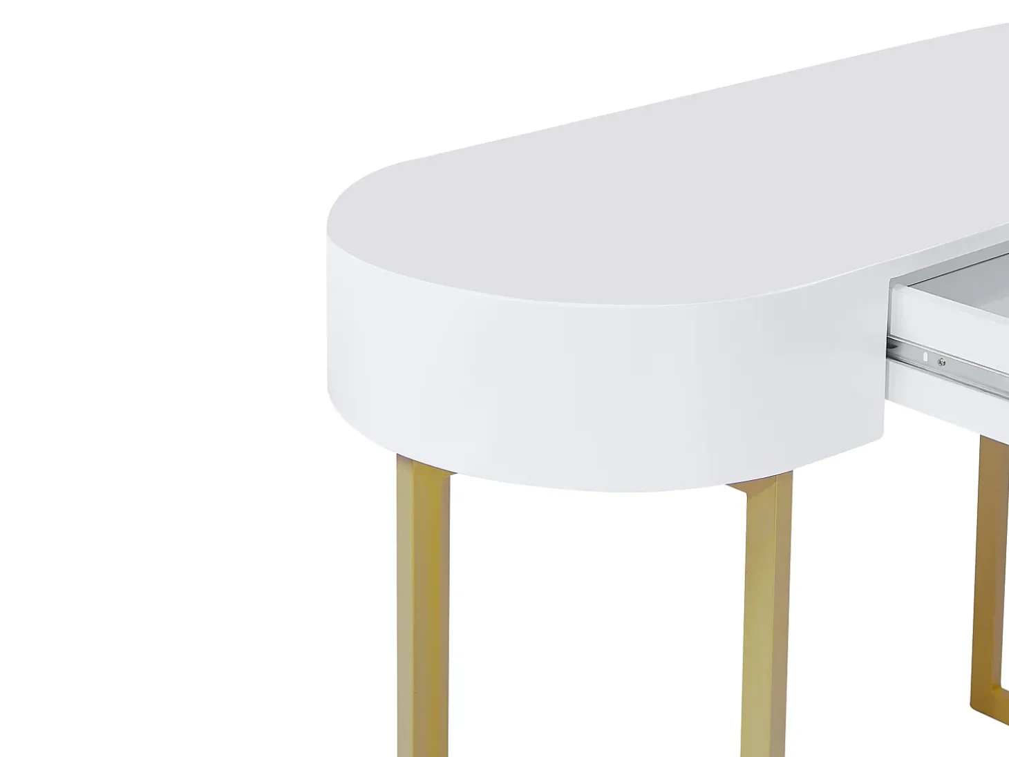 Secretária consola com 1 gaveta em MDF lacado e metal, branco e dourado – TORELI II de Pascal Morabito